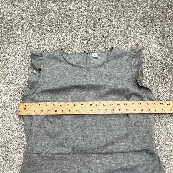 Old Navy Flutter Ruffle Sheath Dress Womens Large Gray Ponte Knit Stretch Work - Picture 9 of 13